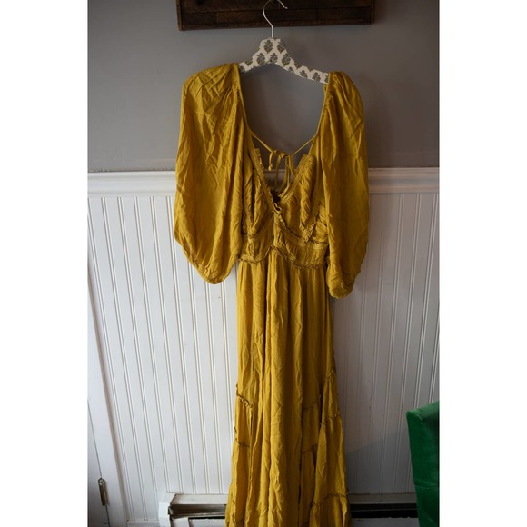 Free People You're A Jewel Maxi Dress Free-est XL Gold Extra Large - Picture 2 of 5